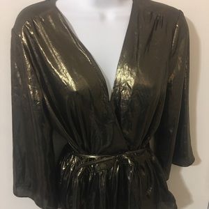 Topshop Metallic Gold Blouse